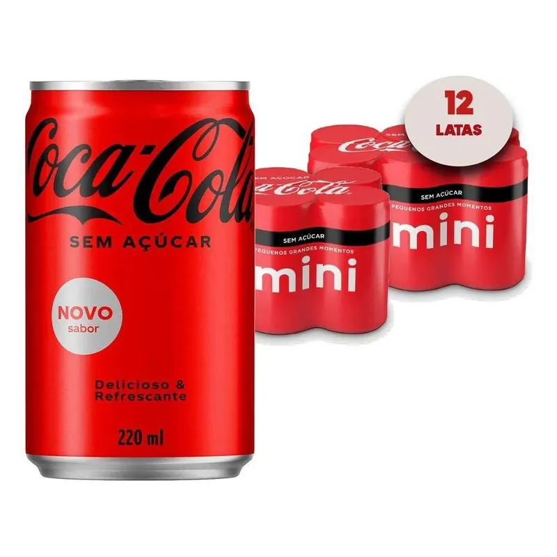 5x Refrigerante Coca Cola Sem Açucar Lata 220ml ( 12 Latas