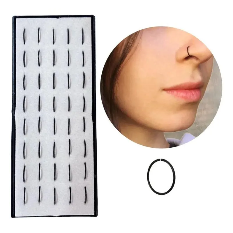 40 Piercing Argolinhas Pretas Em Silicone 1 Caixinha Ata Pre
