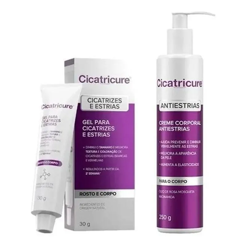 Combo Cicatricure Estria Creme Gel 30g Brancas Vermelhas