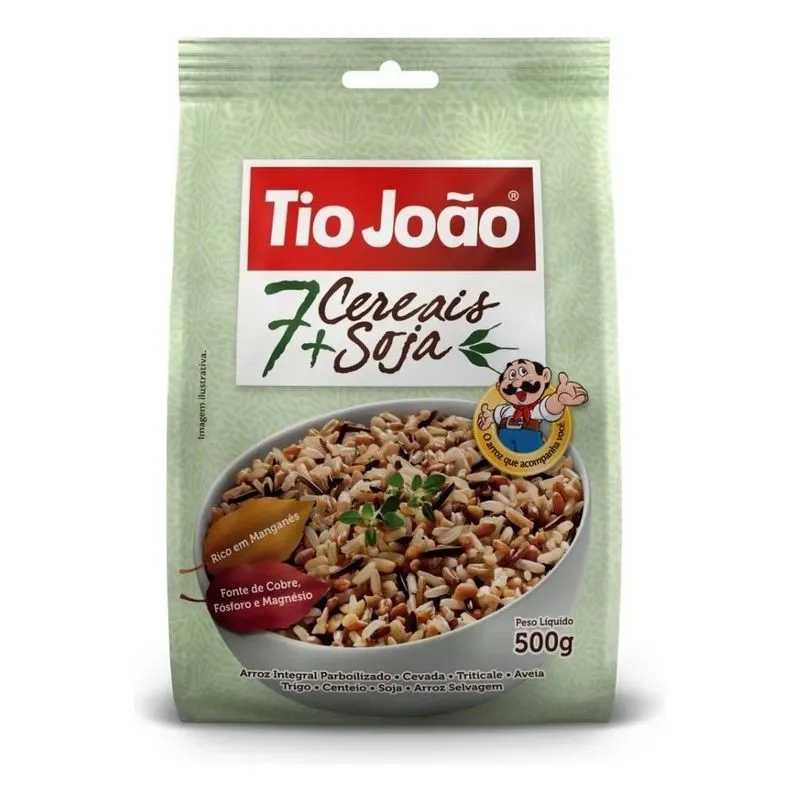 5x Arroz 7 Cereais + Soja Pacote De 500g Tio João