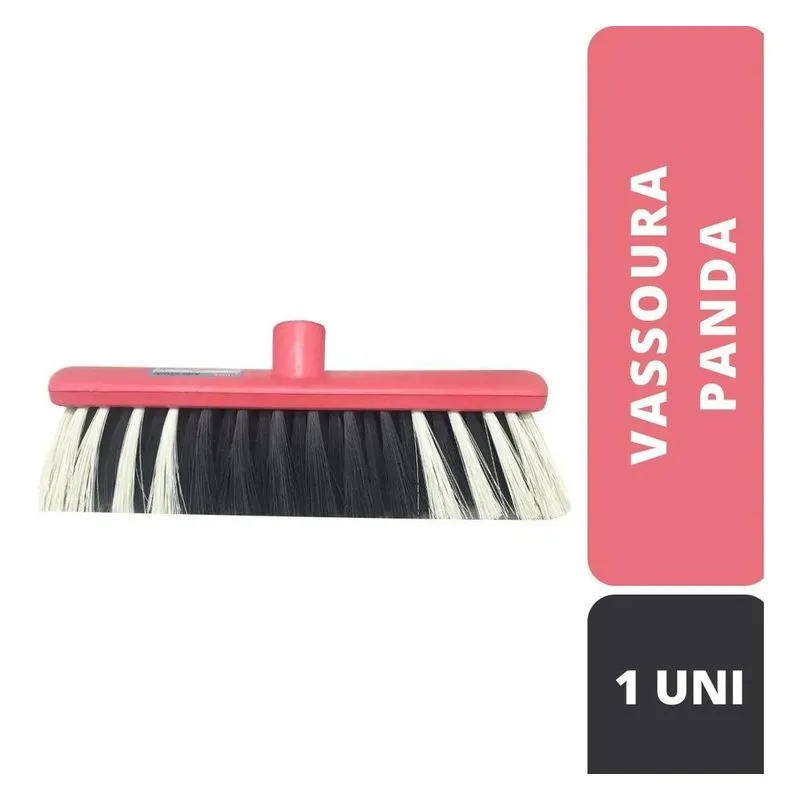 2x Vassoura Panda Vermelha Cerdas Macias Nylon Un Sem Cabo F