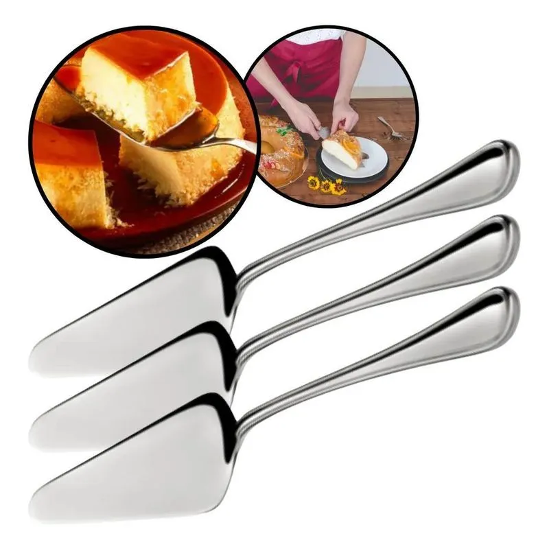 10x Espátula De Bolo Pá De Servir Torta Pizza Aço Inox Kit