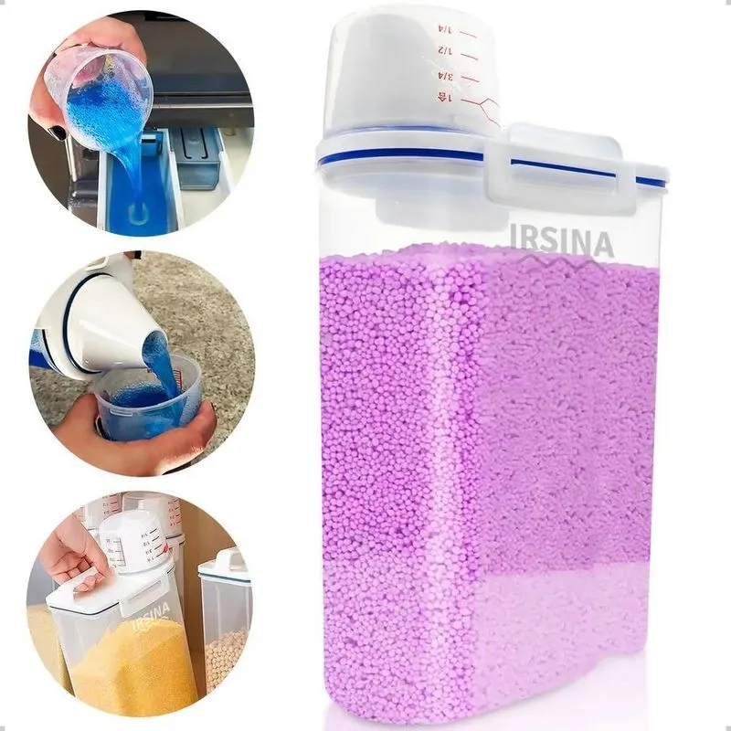 10x Pote Hermético 2 Litros Copo Dosador Porta Sabão Pó Liq
