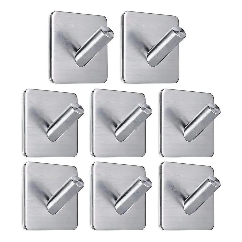 3x Gancho De Parede Inox Adesivo Pendurar Roupas Chaves 8 Pç
