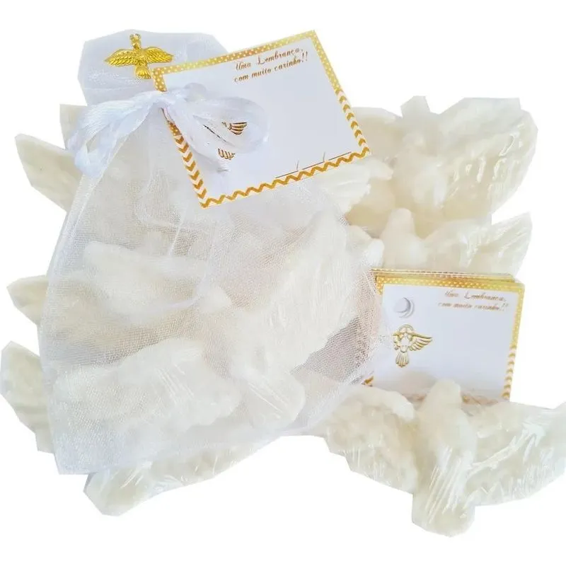2x Kit 15 Sabonete Espirito Santo Pin Batismo Primeira Comun