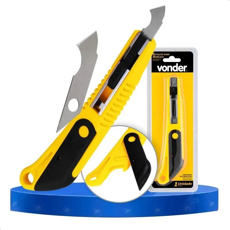 3x Estilete Riscador Acrílico Profissional Cortador +2 Lamin