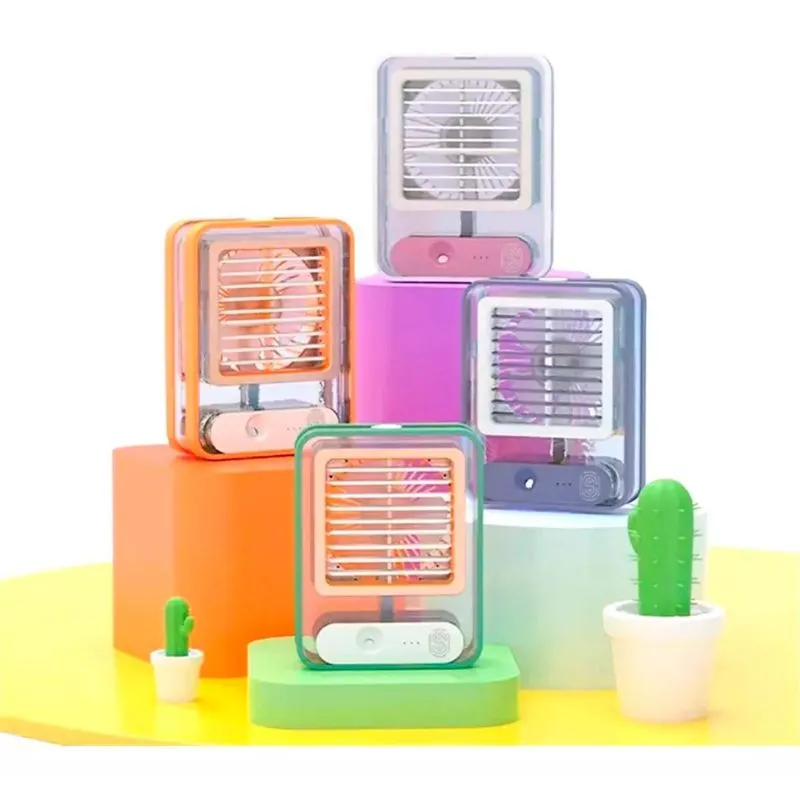 Mini Ar Portatil Umidificador Colorido Ventilador Ambientes
