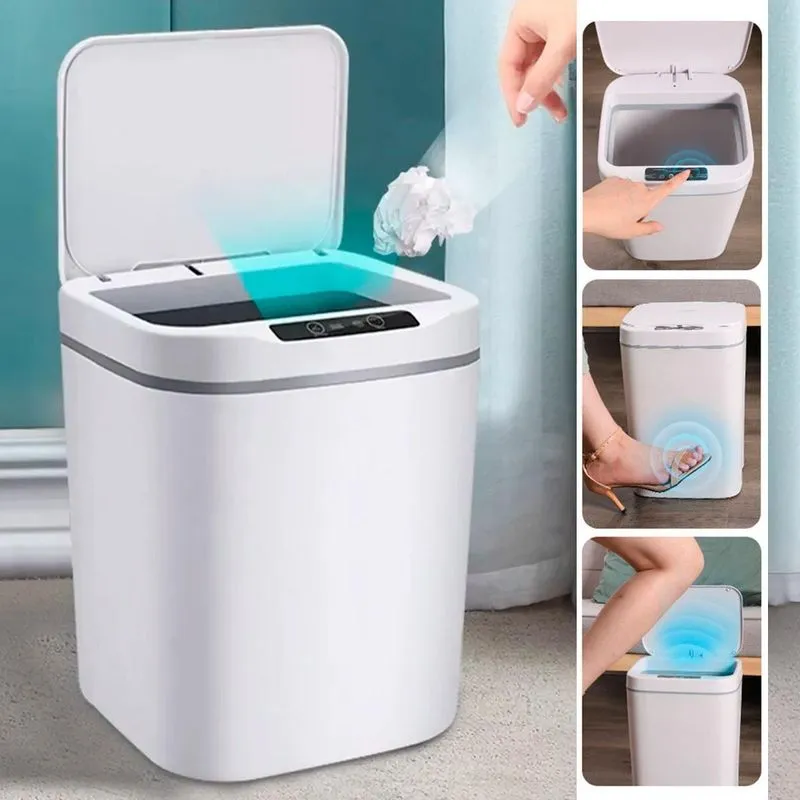 Lixeira Automática 16l Sensor Recarregável Usb Escritório