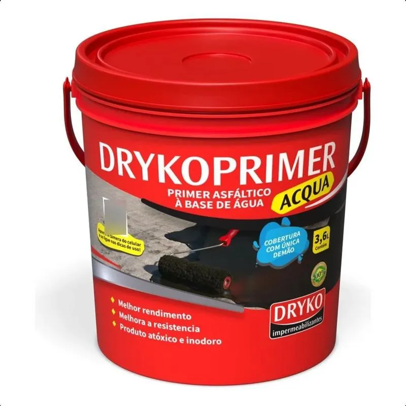 10x Primer Manta 3,6l Dryko Liquida Acqua Asfáltica Telhado