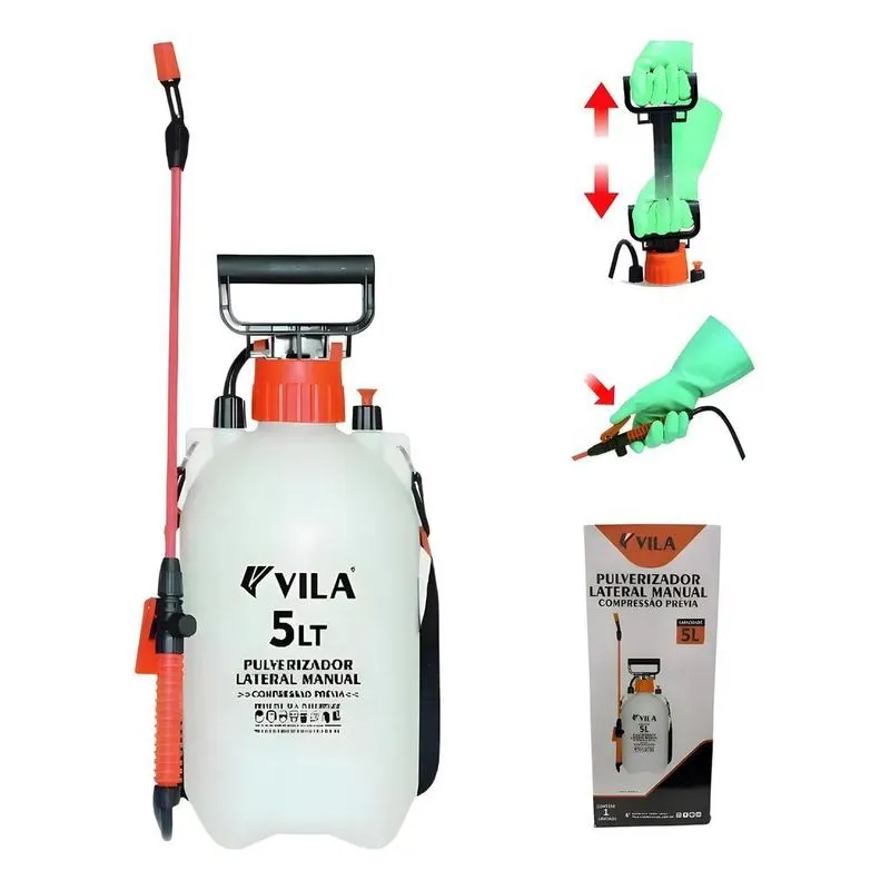2x Pulverizador Borrifador Lateral Manual 5l Vila