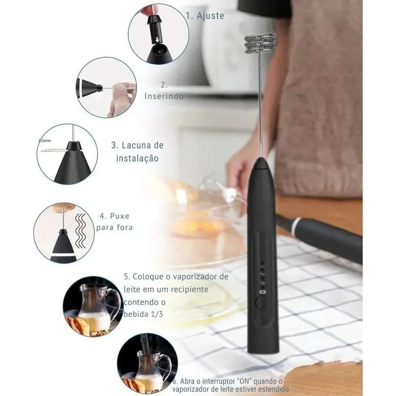 10x Mini Mixer Elétrico Misturador De Bebidas 2 Em 1 Portát