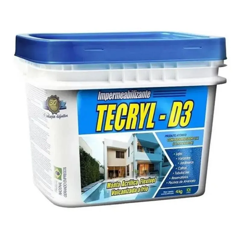 5x Tecryl D3 4 Kg Impermeabilizante Lajes Calha Branco Flexi
