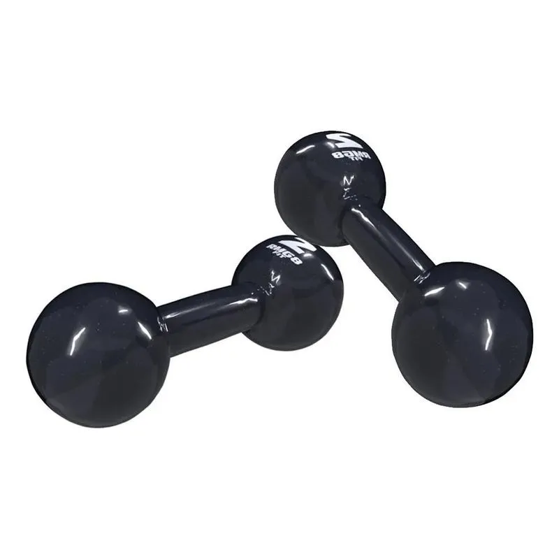 Par Halter 2kg Emborrachado Bola Preto