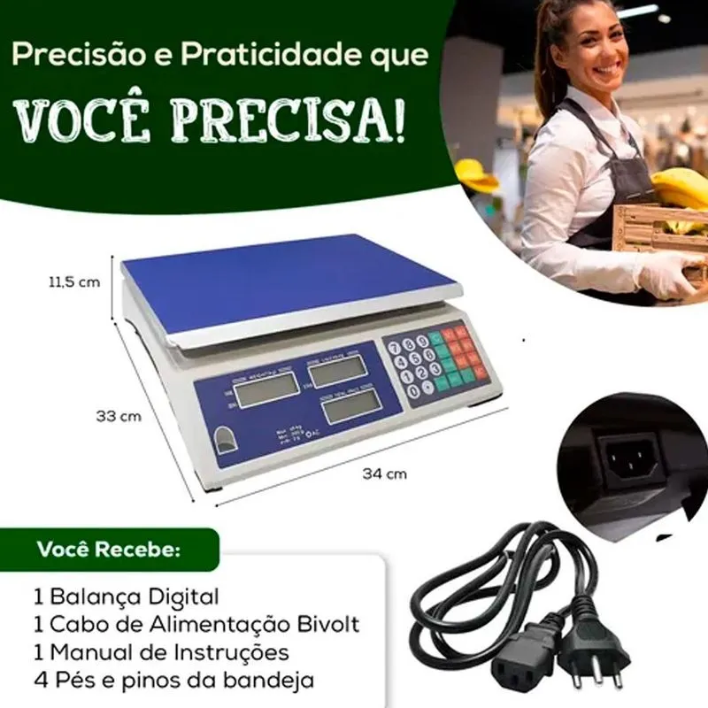 Balança Digital Bivolt Para Medir Frutas E Laranja