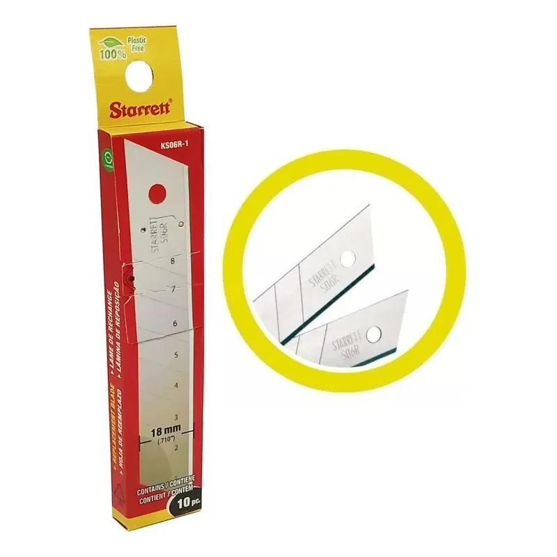 5x Kit Lamina Estilete Starrett Larga 18mm C/10 Ks06r-1