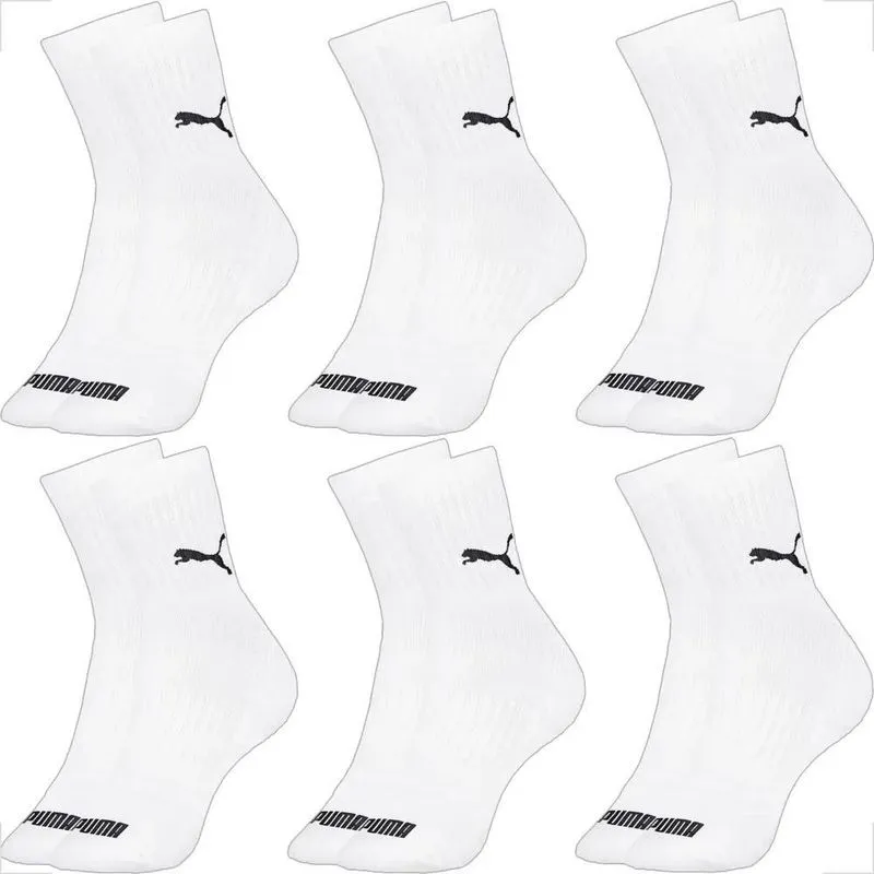 Kit 6 Pares Meias Puma Cano Médio Adulto Esportivas