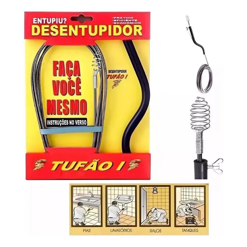 5x Desentupidor Manual Tufão Para Vasos Sanitário Tubulações