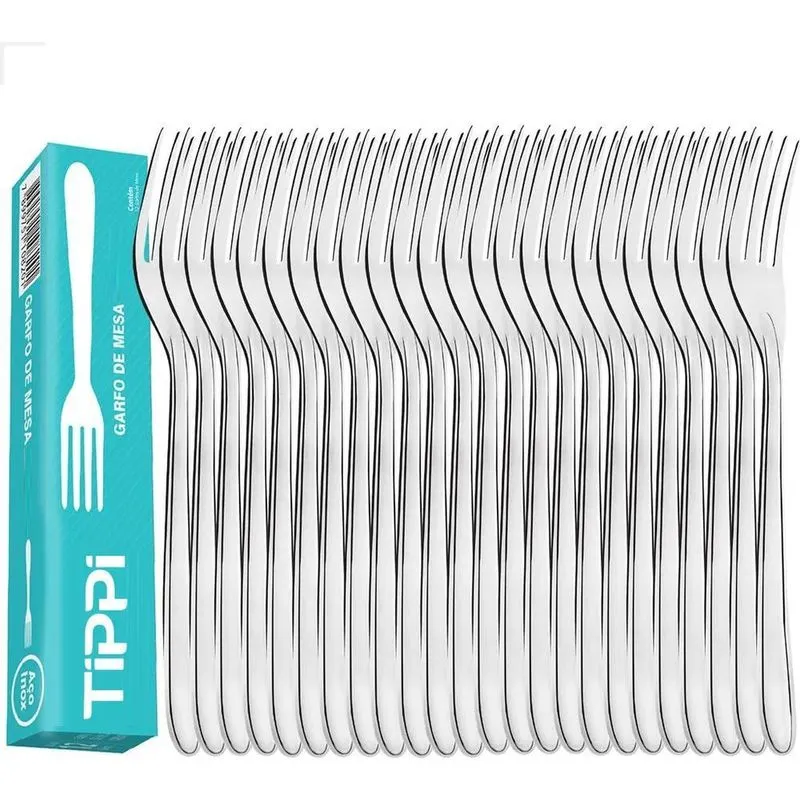 Kit Jogo 24 Peças Garfo De Mesa Aço Inox Faqueiro Jantar Res