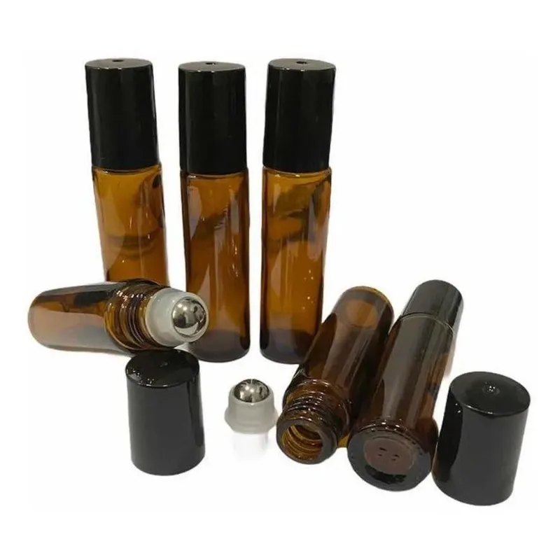 10 Frascos Vidro Âmbar Roll-on 10ml Premium