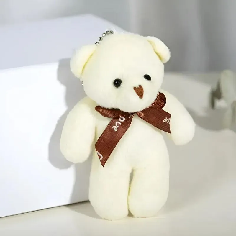 2 Mini Chaveiro De Pelúcia Ursinho Love Fofo Lem Bege Claro