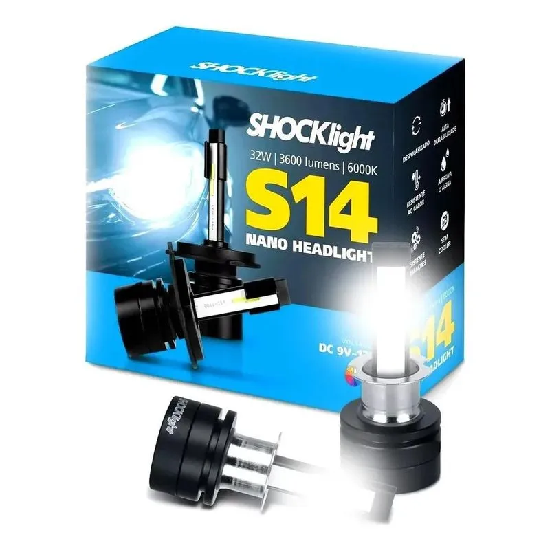 3x Lâmpada Super Led Mini Shocklight 32w S14 Nano H7 6000k