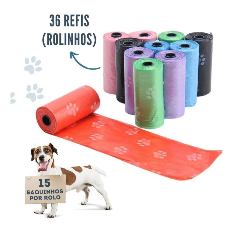 10x Refil Cata Cata 36 Rolos Saquinhos Coletor Higiênico Pe