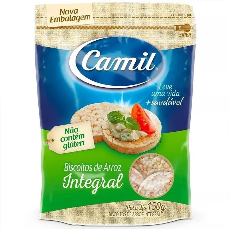 5x Mini Biscoito De Arroz Integral Camil 150g