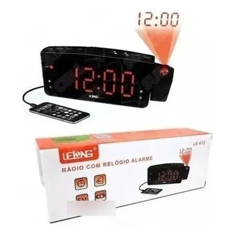 2x Relógio Despertador Digital Fm Usb Lelong Le-672 C Projet