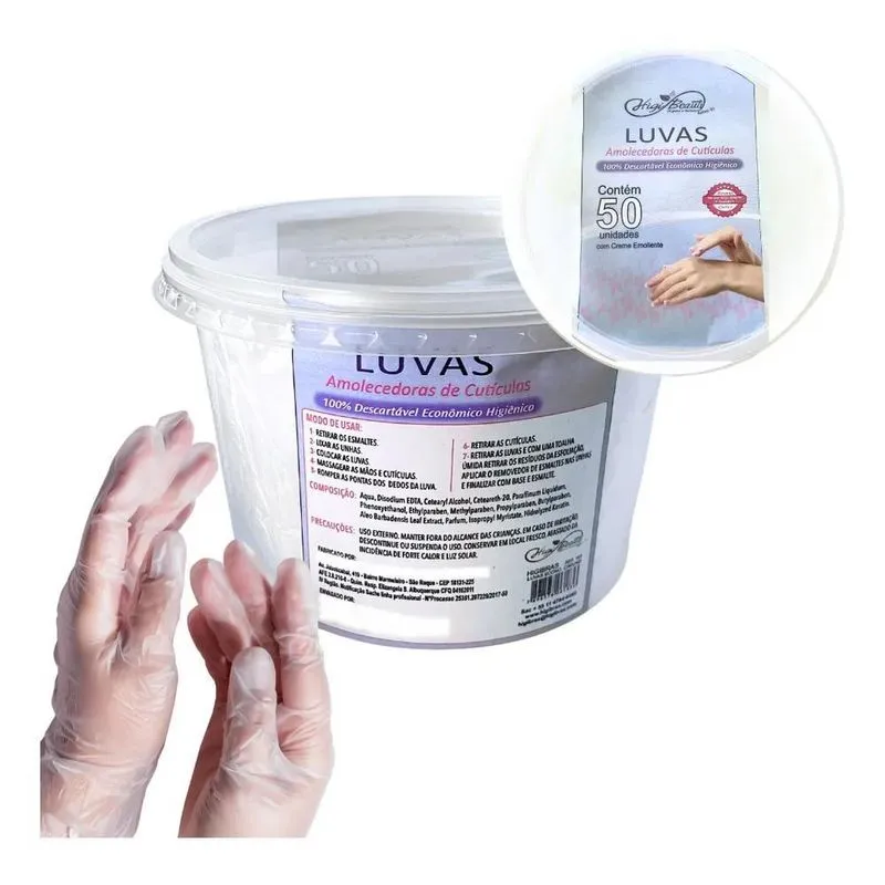 2x Luva Econômica Com Creme Emoliente - Pote Com 50 Unidades
