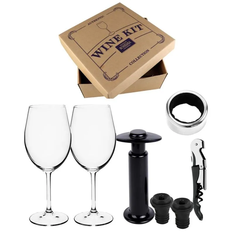 Kit Vinho Com Taças E Acessórios 6 Peças +