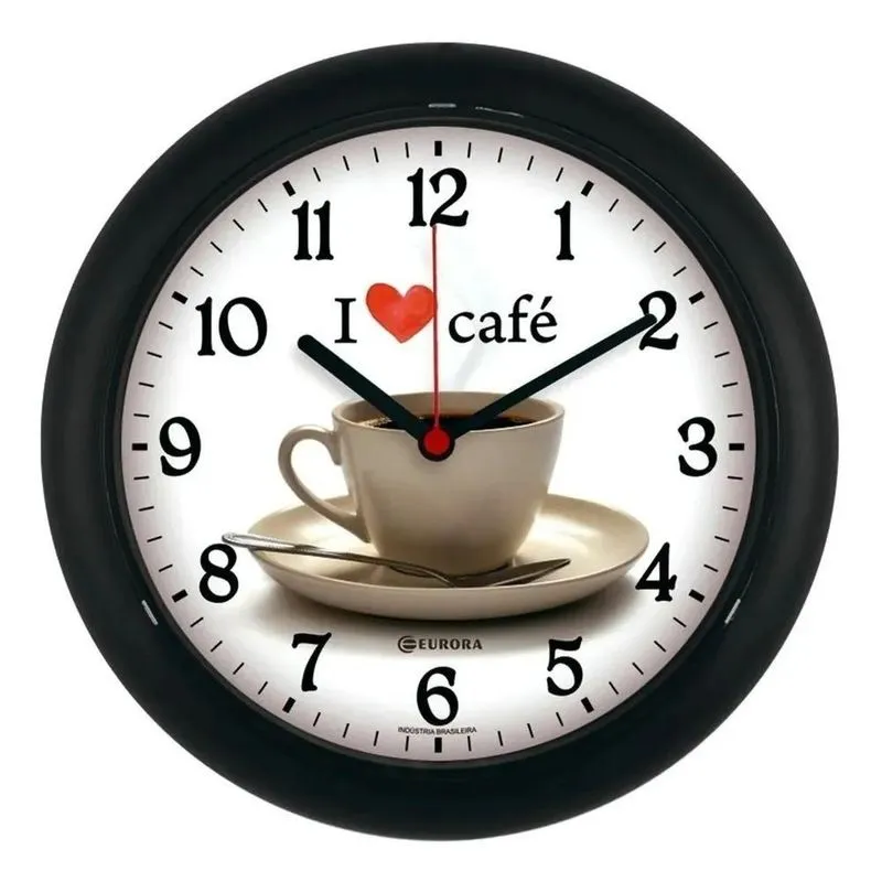 5x Relógio De Parede Café Gourmet Eurora 6586 Cor Da Estrutu