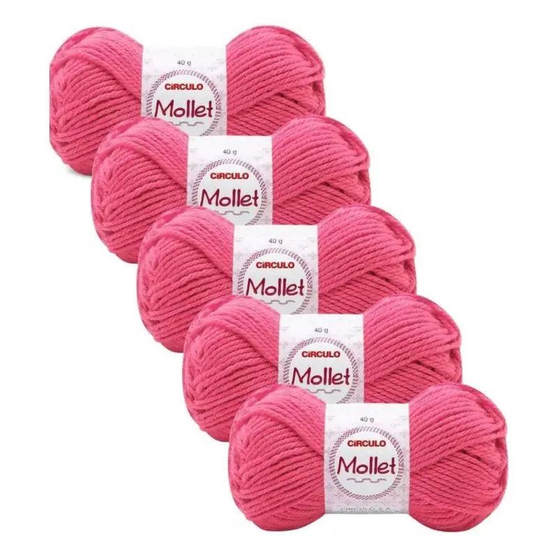 Fio Ideal Para Artesanato - Kit 5 Novelos Lã Mo 3182 Pitaya