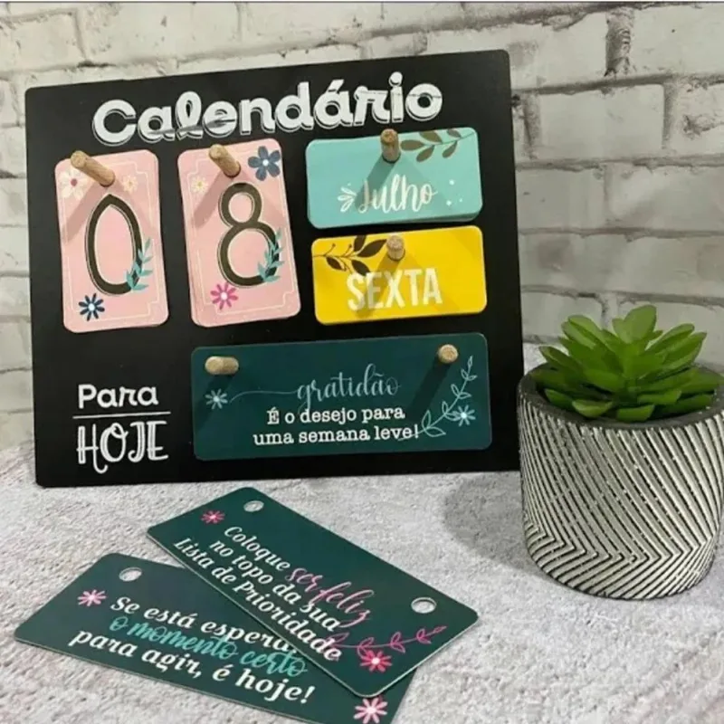 2x Calendário De Mesa Permanente Mini Calandario Decorativo