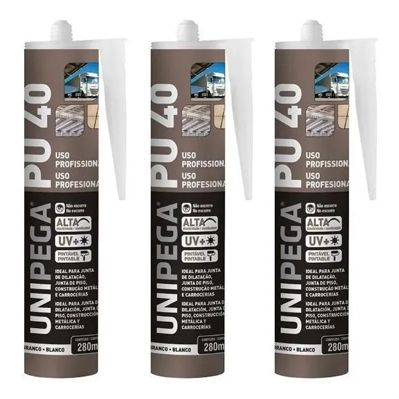 5x Kit 3 Silicone Pu40 Adesivo Selante Poliuretano Branco 40