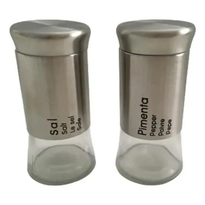 3x Kit Saleiro Pimenteiro 2 Peças Condimento Tempero Inox Vi