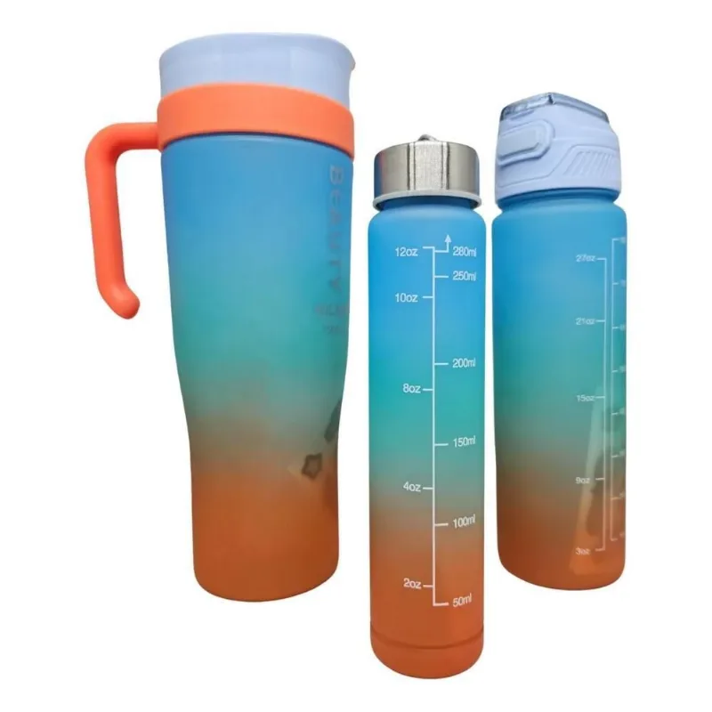 5x Kit Copo Garrafas Água Motivacional Academia Degradê