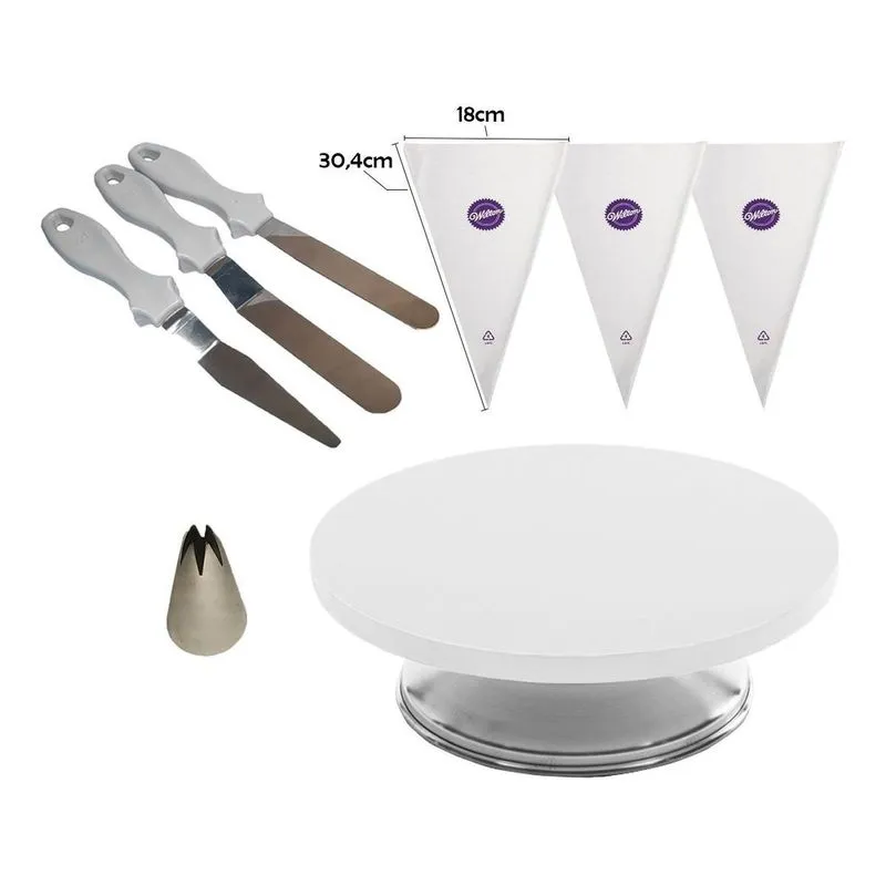 Kit Bailarina Branco Bico 1m Sacos Wilton Espátulas Bolo