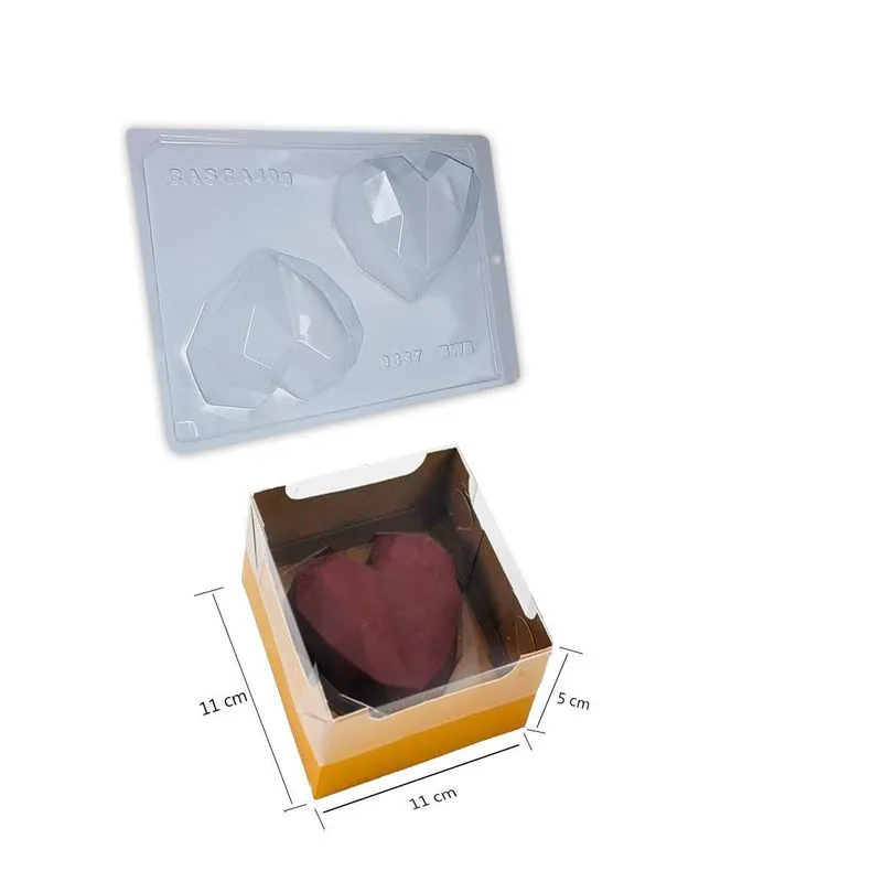 10 Caixa Chocolate Coração Lapidado 200g + 1 Forma Bwb 200g