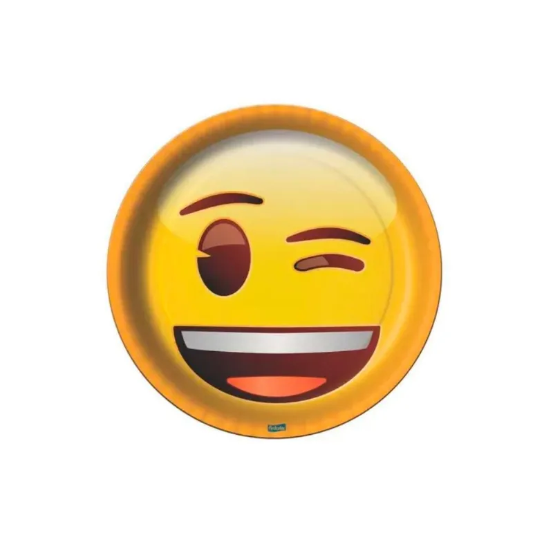 Prato Descartável Para Festa Tema Emoji 18cm Com 8un