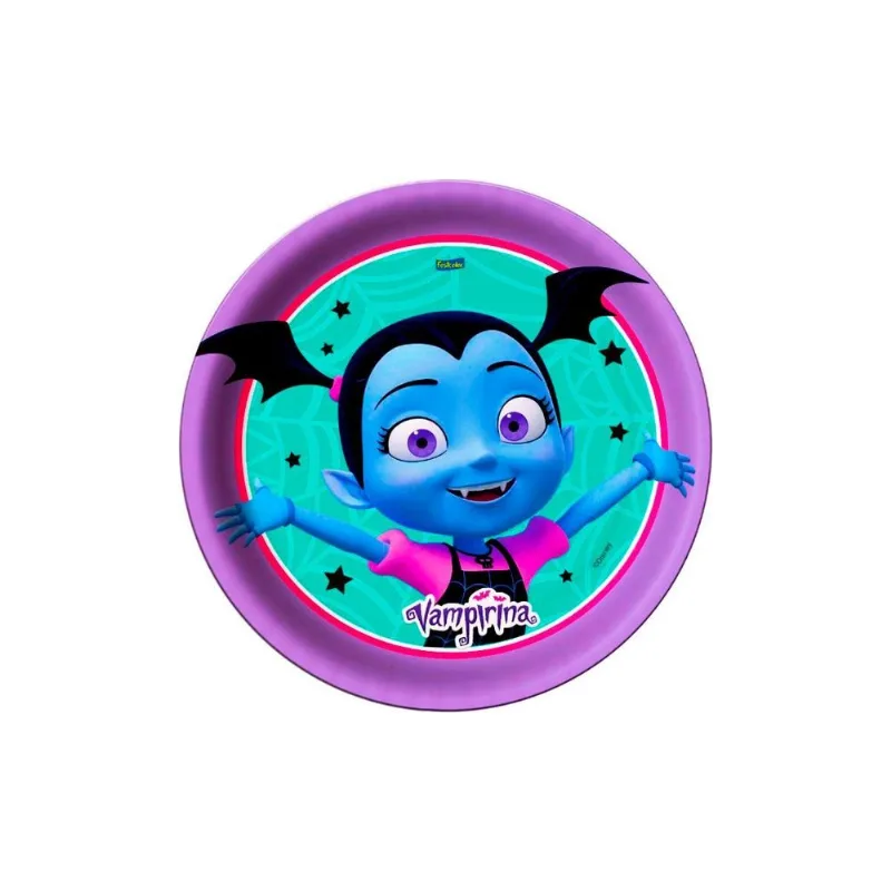 Prato Redondo Descartável Festa Vampirina 18cm Com 8 Un