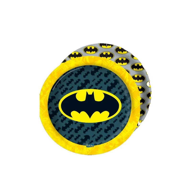 Prato Redondo Descartável Batman 18cm Com 8 Un Festcolor