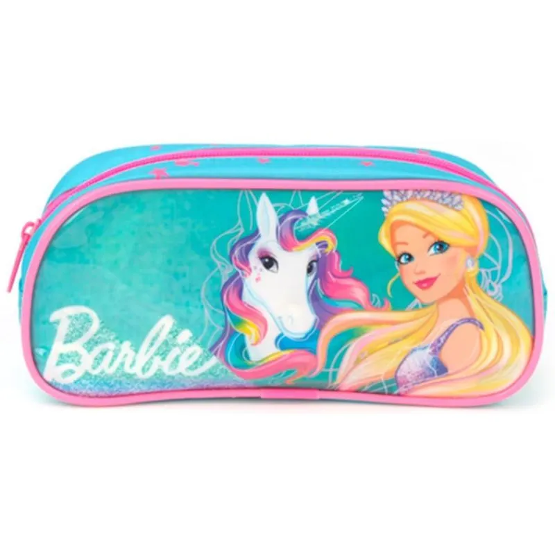Estojo Escolar Infantil Barbie Unicórnio Boneca Organizador