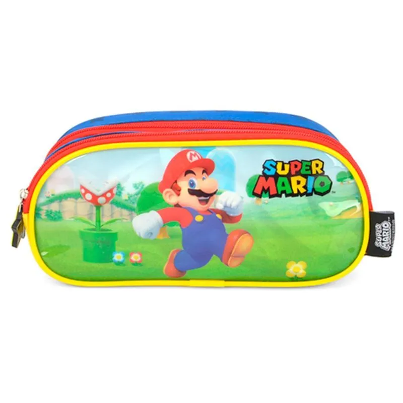Estojo Escolar Duplo Mario Bros Azul Infantil Video Game