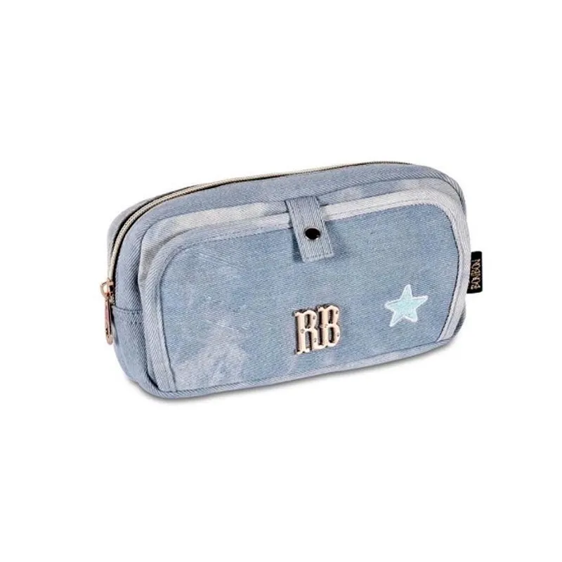 Estojo Duplo Rebecca Bonbon Jeans Azul Claro Organizador