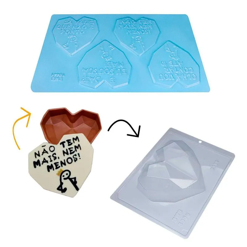 Kit 2 Formas Coração Chocolate E Flork Meme 500g Páscoa
