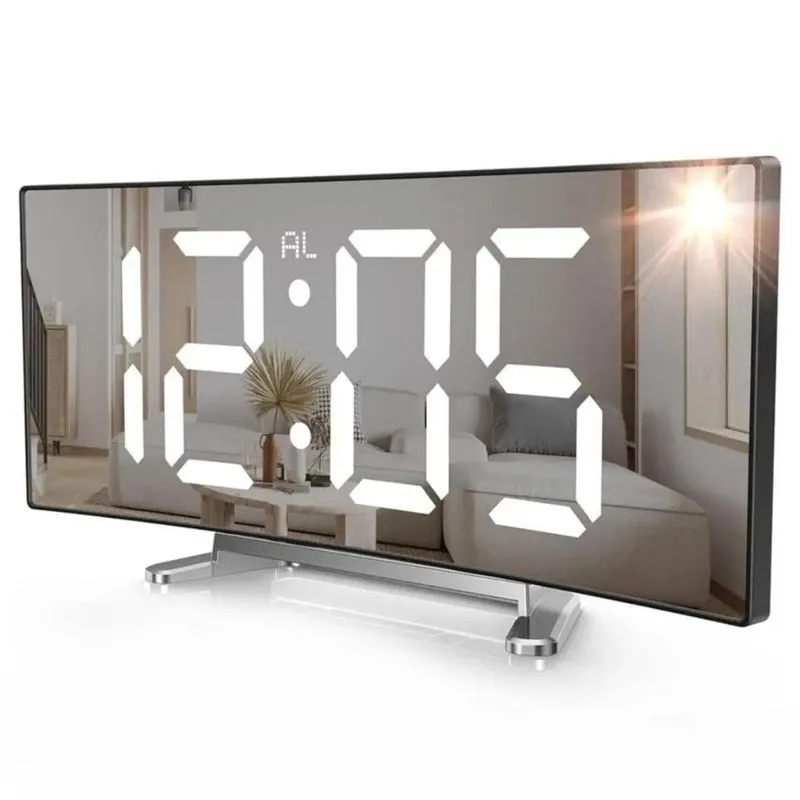 Relógio Digital Espelhado Display Led Vermelho E Temperatura