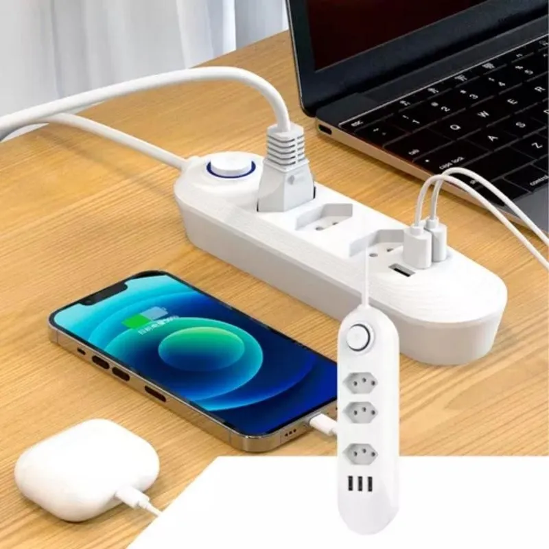 Protetor Elétrico 3 Tomadas Usb Reforçada 127v/220v