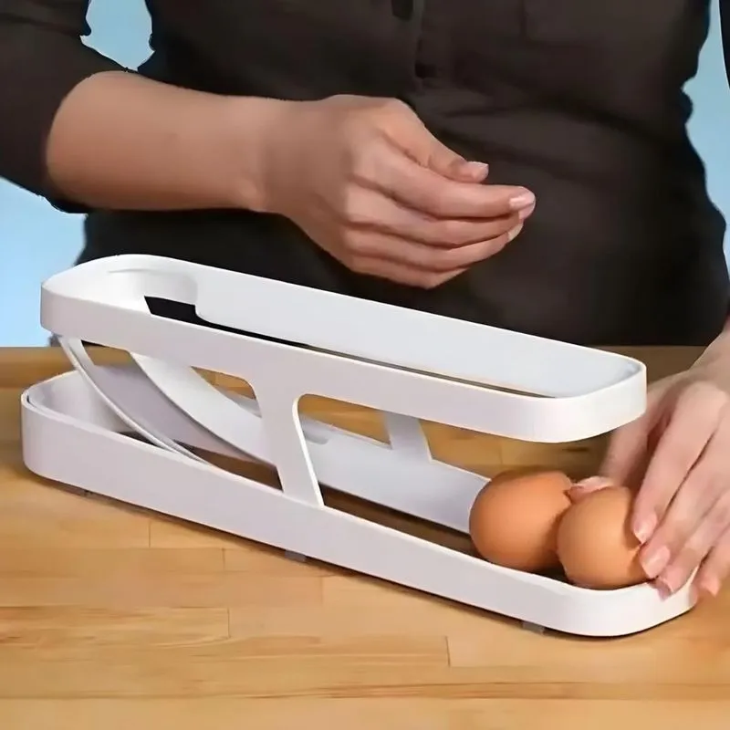Suporte Rolante de Ovos Para Geladeira Armazenamento Compacto Ideal Para Organizar Sua Geladeira