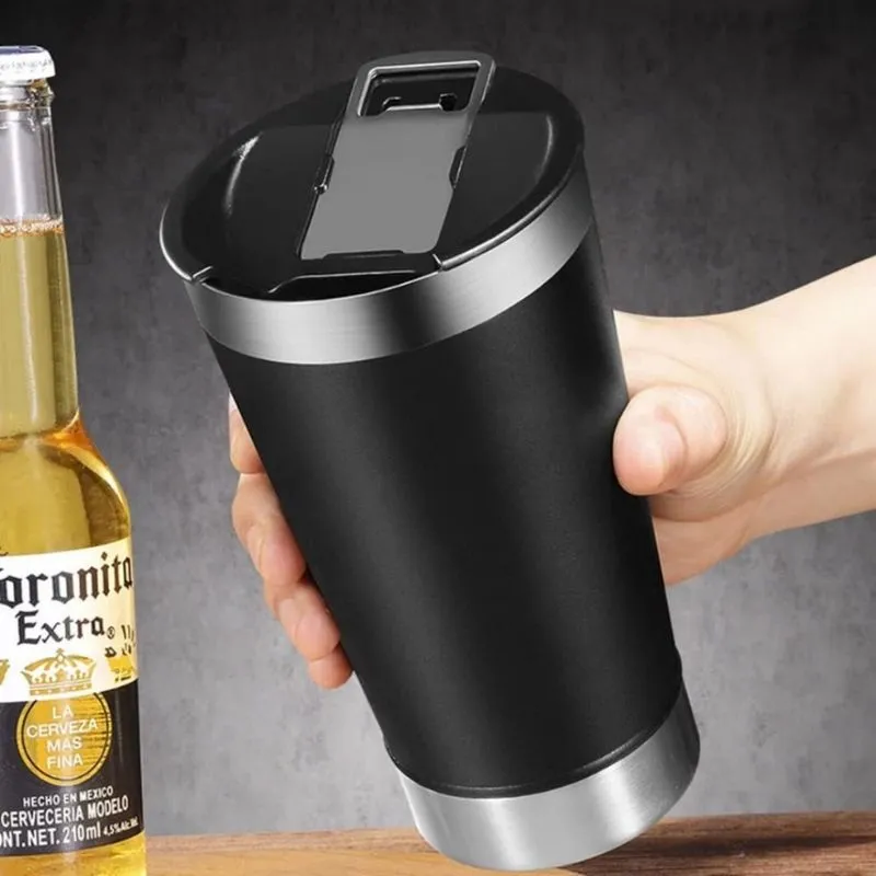 Taça Isolante Com Tampa E Abridor De Garrafa 510ml Sortido Ideal Para Presente Com Garantia