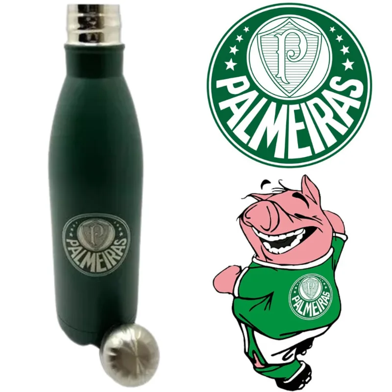 Garrafa de Aço Inox 750ml Palmeiras Perfeita Para Hidratacão Original Oficial